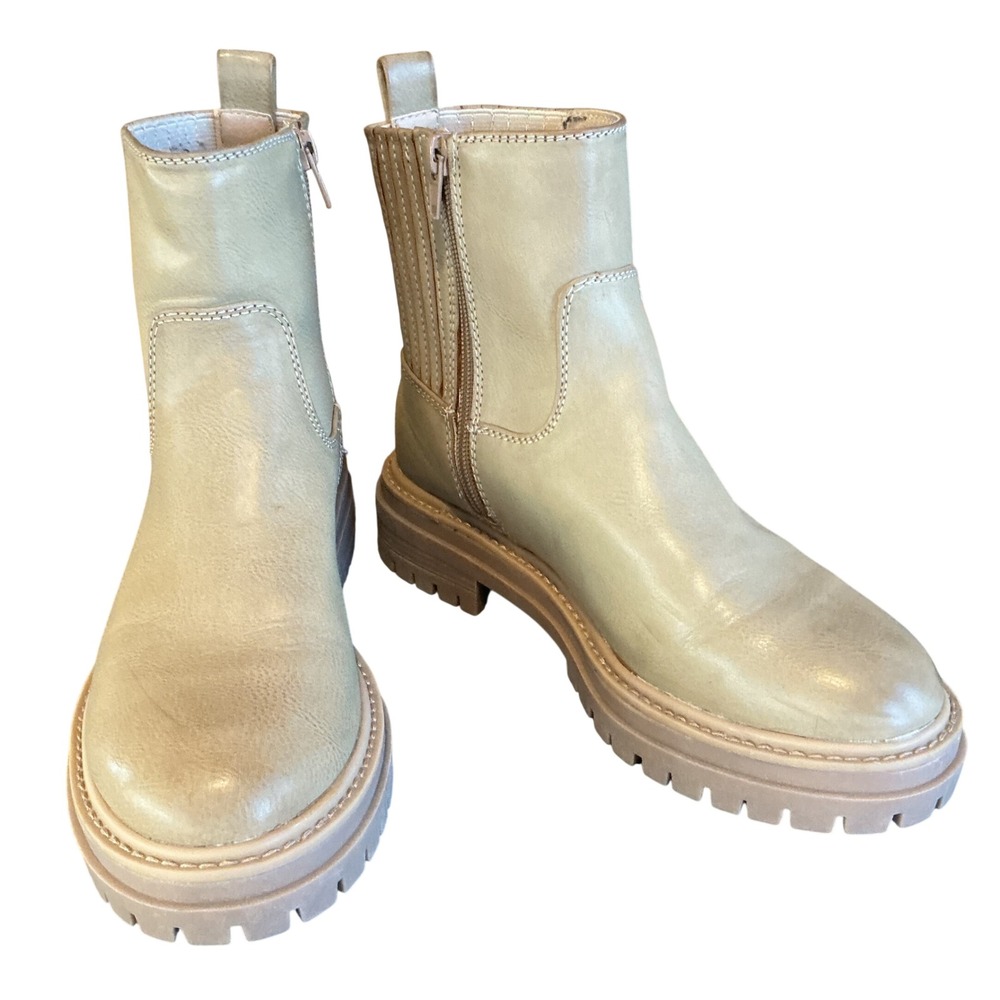 Time‎ and Tru women's 7 slip on ankle boots lug chunky soles side zipper